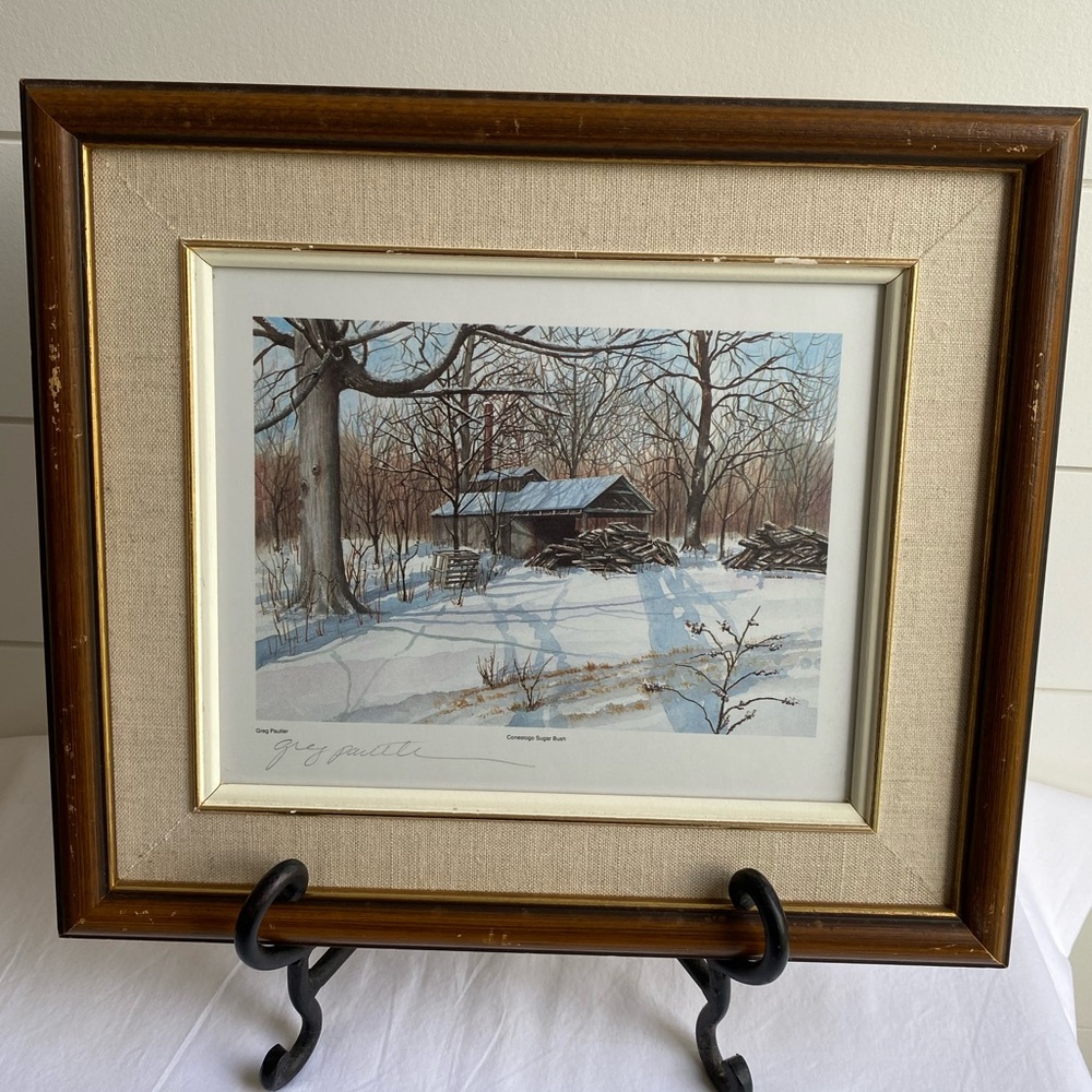 Vintage Greg Pautler " Conestoga Sugar Bush" Wood Framed Landscape Portrait